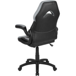 Fwstyle Black & Grey Faux Leather Racer Style Deluxe Gaming Chair - thumbnail 3