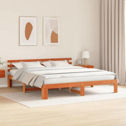 Berkfield Pine Wood Bed Frame Wax Brown Solid Wood 180 X 200 Cm - thumbnail 5