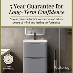 Balterley Dunwood Floor Standing 2 Drawer Bathroom Vanity Unit & Polymarble Basin, Satin Grey, 550mm - thumbnail 4