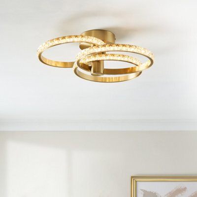 Harbour Studio Aura Satin Glass & Steel Brushed Gold Effect Led Ceiling Light - image 1
