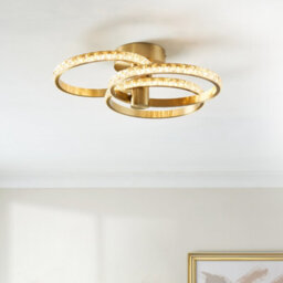 Harbour Studio Aura Satin Glass & Steel Brushed Gold Effect Led Ceiling Light