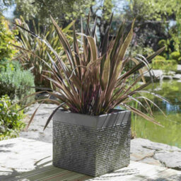 Primrose Garden Light Grey Fibrecotta Brick Square Planter Pot Large 40Cm - thumbnail 6