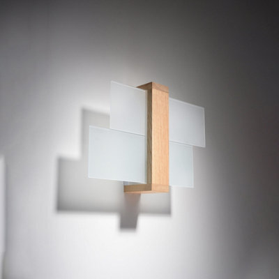 Luminosa Lighting Luminosa Feniks 1 Light Flush Wall Light Natural Wood, E27 - image 1