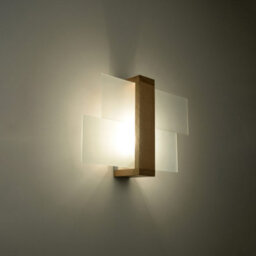 Luminosa Lighting Luminosa Feniks 1 Light Flush Wall Light Natural Wood, E27 - thumbnail 2