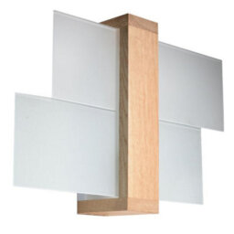 Luminosa Lighting Luminosa Feniks 1 Light Flush Wall Light Natural Wood, E27 - thumbnail 3