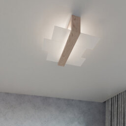 Luminosa Lighting Luminosa Feniks 1 Light Flush Wall Light Natural Wood, E27 - thumbnail 8