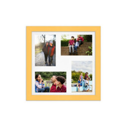 AK Frames 12X12 Mustard Yellow Modern Multi Photo Frame With White Mount - Holds 4 Apertures (4X) 6X4 Photos