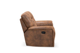Brown Manual Recliner Chair In Faux Leather Suede - thumbnail 6