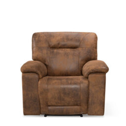 Brown Manual Recliner Chair In Faux Leather Suede - thumbnail 5