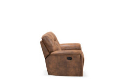 Brown Manual Recliner Chair In Faux Leather Suede - thumbnail 4