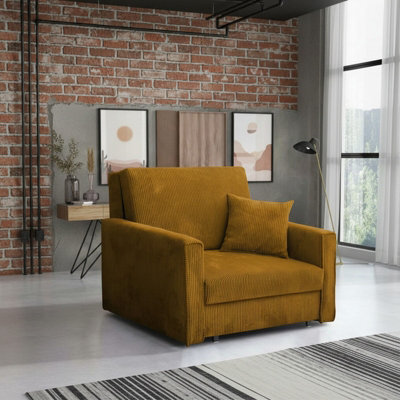 Viva Bis I Premium Sofa Bed Armchair For Living Room Chipboard Foam Springs Wooden Frame 103X85X98Cm 80X196Cm Mustard - image 1