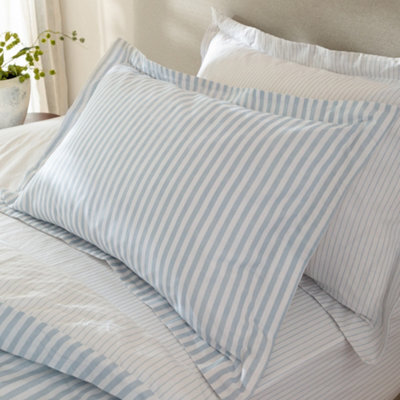 Yard Hebden Striped 100% Cotton Pillowcase Pair, Mineral Blue, 50 X 75Cm - image 1