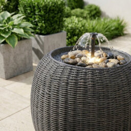 Waterweave Rattan Bowl Solar Water Feature - thumbnail 2