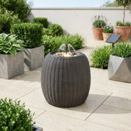 Waterweave Rattan Bowl Solar Water Feature