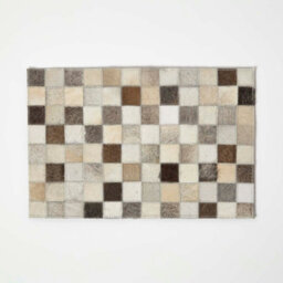 Homescapes Block Check Grey Leather Placemats Set Of 4