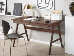 Beliani Home Office Desk Sheslay Dark Brown 120 Cm 70 Cm With Drawers - thumbnail 2