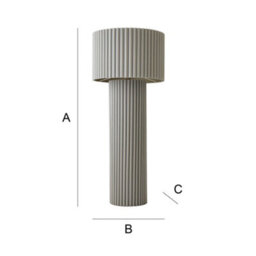 Valuelights Lenny Stone Grey Drum Lamp Shade Ribbed Fabric Midi Floor Lamp With Led Bulb - thumbnail 7