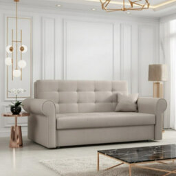 Viva Iii Sofa Bed With Sleeping Function And Storage Polyurethane Foam Wave Spring Metal Legs 168X85X98Cm Beige