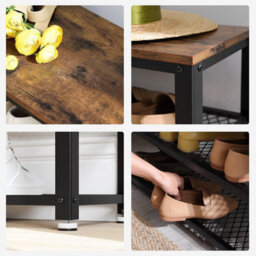 Songmics Vasagle Entryway Shoe Organizer, Industrial Shoe Rack, Dual Shelves, Steel, For Living Room And Hallway, Rustic Brown And Black - thumbnail 6