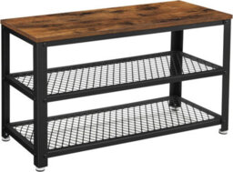 Songmics Vasagle Entryway Shoe Organizer, Industrial Shoe Rack, Dual Shelves, Steel, For Living Room And Hallway, Rustic Brown And Black - thumbnail 7