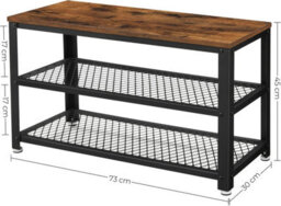 Songmics Vasagle Entryway Shoe Organizer, Industrial Shoe Rack, Dual Shelves, Steel, For Living Room And Hallway, Rustic Brown And Black - thumbnail 2