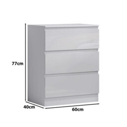 Fwstyle Carlton White Gloss 3 Drawer Chest (H) 77Cm (W) 60Cm (D) 40Cm - thumbnail 6