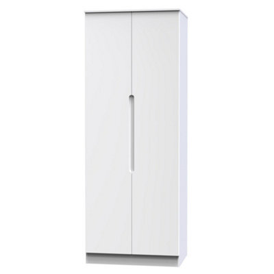 Messina Ready Assembled Modern Matt White Tall Double Wardrobe (H)1970mm (W)770mm (D)530mm - image 1