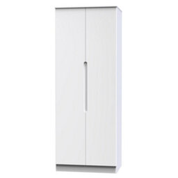 Messina Ready Assembled Modern Matt White Tall Double Wardrobe (H)1970mm (W)770mm (D)530mm - thumbnail 1