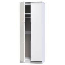 Messina Ready Assembled Modern Matt White Tall Double Wardrobe (H)1970mm (W)770mm (D)530mm - thumbnail 2
