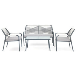 More4Homes Lagos Garden Sofa Set 4 Seater Outdoor Corner Sofa With Glass Table (Light Grey) - thumbnail 3