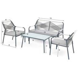 More4Homes Lagos Garden Sofa Set 4 Seater Outdoor Corner Sofa With Glass Table (Light Grey) - thumbnail 9