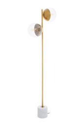 Orsina Double Glass Globe Two Light Gold Finish Floor Lamp, Minimalist Bedroom Lamp, Sturdy Tall Lamp On Floor - thumbnail 4
