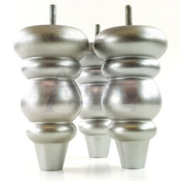 L&F 4X Solid Turned Wood Furniture Legs Chair Settee Feet 155mm 8mm Thread Silver Pkc220 - thumbnail 7