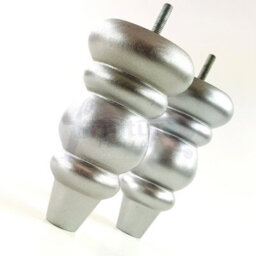 L&F 4X Solid Turned Wood Furniture Legs Chair Settee Feet 155mm 8mm Thread Silver Pkc220 - thumbnail 5