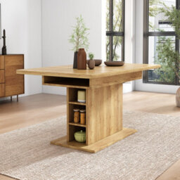 Btm Extendable Dining Table With Storage, Rectangular, Oak Finish - thumbnail 3