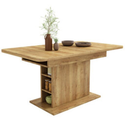 Btm Extendable Dining Table With Storage, Rectangular, Oak Finish - thumbnail 9