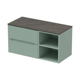 Affine 1000mm Bathroom Vanity Unit Countertop Wall Hung Drawer Units & Shelves Green - thumbnail 4