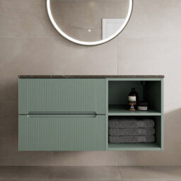 Aveli 1000mm Bathroom Vanity Unit Countertop Wall Hung Drawer Units & Shelves Green