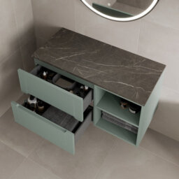 Affine 1000mm Bathroom Vanity Unit Countertop Wall Hung Drawer Units & Shelves Green - thumbnail 3