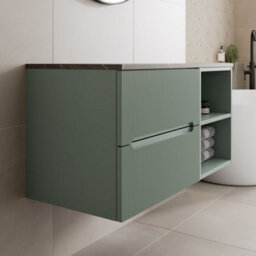 Affine 1000mm Bathroom Vanity Unit Countertop Wall Hung Drawer Units & Shelves Green - thumbnail 2
