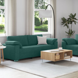 Vidaxl Sofa Set 2 Pcs Dark Green 219 X 77 X 82 Cm Fabric - thumbnail 3