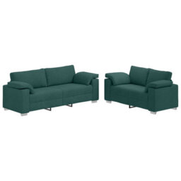 Vidaxl Sofa Set 2 Pcs Dark Green 219 X 77 X 82 Cm Fabric - thumbnail 2