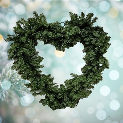 Everlands Plain Heart Christmas Door Wreath Large Artificial Door Decoration 50Cm 528 Tips - image 1