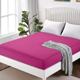 Ameha Stripe Fitted Sheet 40 Cm Deep Pocket- Hypoallergenic Easy Care Pink Bed Sheets Uk Double Bedsheet(137X190Cm) - thumbnail 9