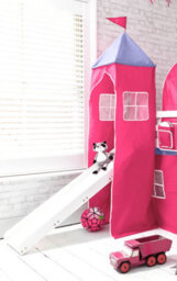 Nöa & Nani Noa & Nani Cabin Bed Midsleeper With Slide & Cotton Pretty Pink Package In Classic White Moro - thumbnail 4