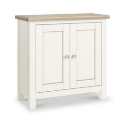 Farro Coconut White Cupboard With Washed Oak Top - Fully Assembled By Roseland Furniture - thumbnail 1