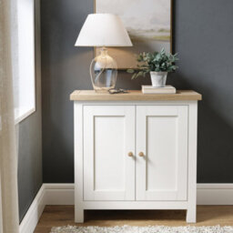 Farro Coconut White Cupboard With Washed Oak Top - Fully Assembled By Roseland Furniture - thumbnail 6