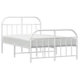 Berkfield Metal Bed Frame With Headboard And Footboard White 120X200 Cm - thumbnail 4