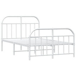 Berkfield Metal Bed Frame With Headboard And Footboard White 120X200 Cm - thumbnail 5