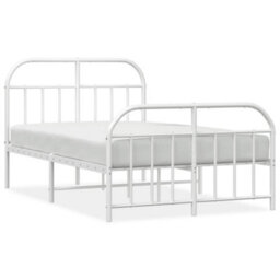 Berkfield Metal Bed Frame With Headboard And Footboard White 120X200 Cm - thumbnail 2